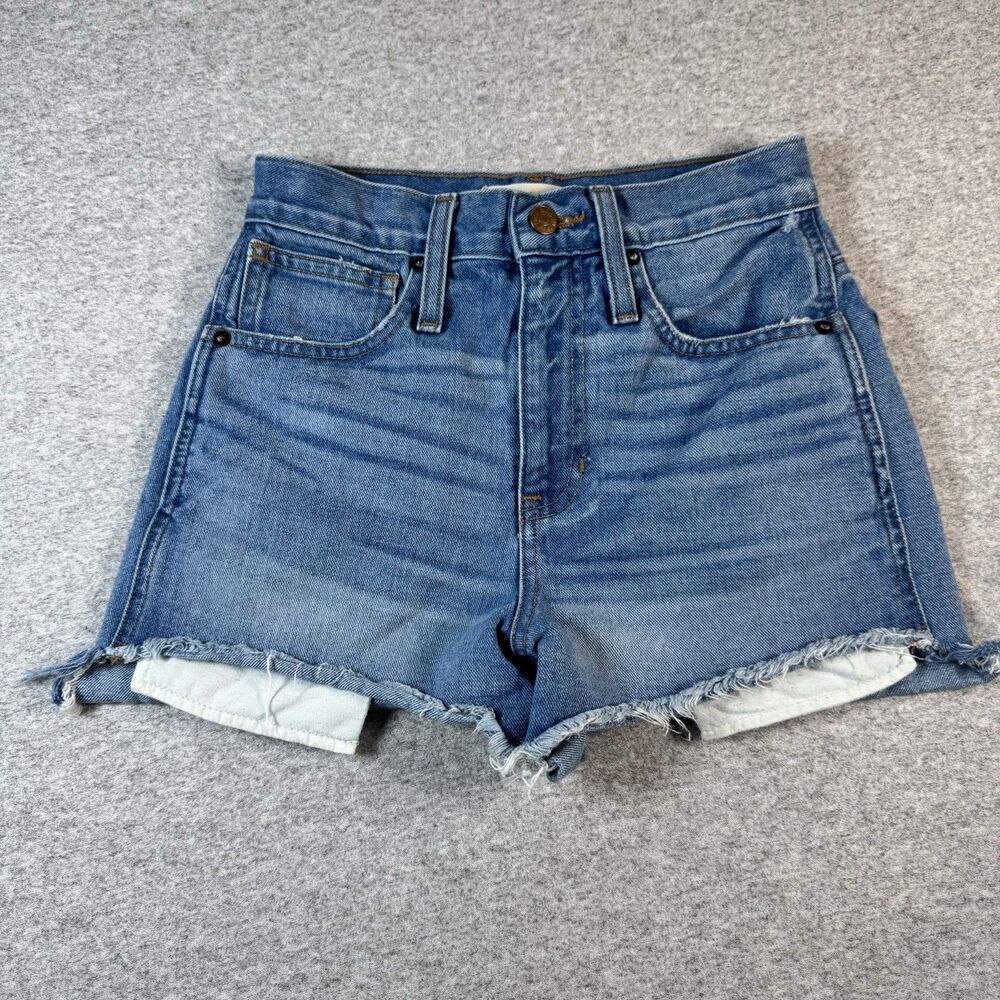 Madewell Denim Shorts High Rise Frayed Hem Casual Blue Jean Shorts sz 23 (2.5")